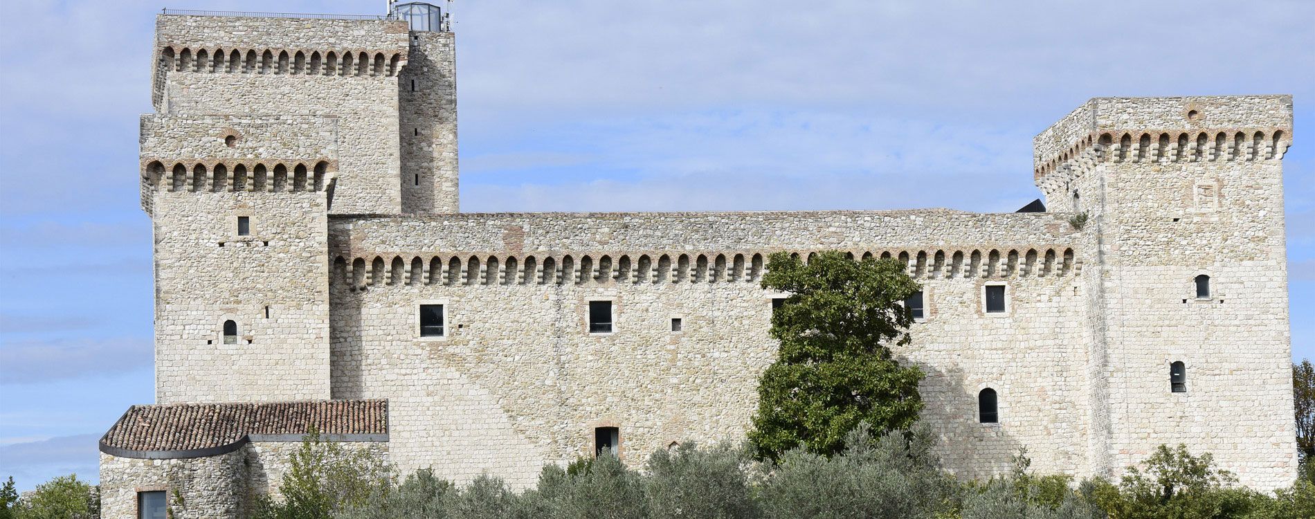 Rocca di Albornoz in Narni Italy. Pilgrims on the path of the Protomartyrs of St. Francis of Assisi